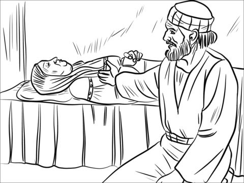 Peter Heals Dorcas Coloring Page